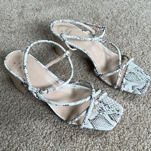 Snake Skin Kitten Block Heel